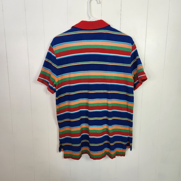 Polo Ralph Lauren Men's Shirt Short Sleeve Vintage Blue Red Stripe Size Large - Picture 2 of 7